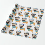 Papel De Presente Pug de Hanukkah Dreidel (customizável)<br><div class="desc">Comemore Chanukah com nosso pug adorável do dreidel!</div>