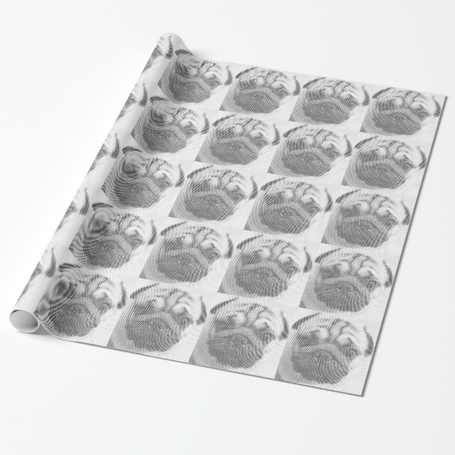 Papel De Presente Pug Face (Desenrolado)