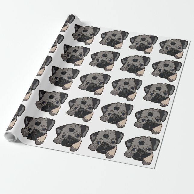 PAPEL DE PRESENTE PUG PUPPY DOG (Desenrolado)