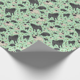 Papel De Presente Pugs em verde