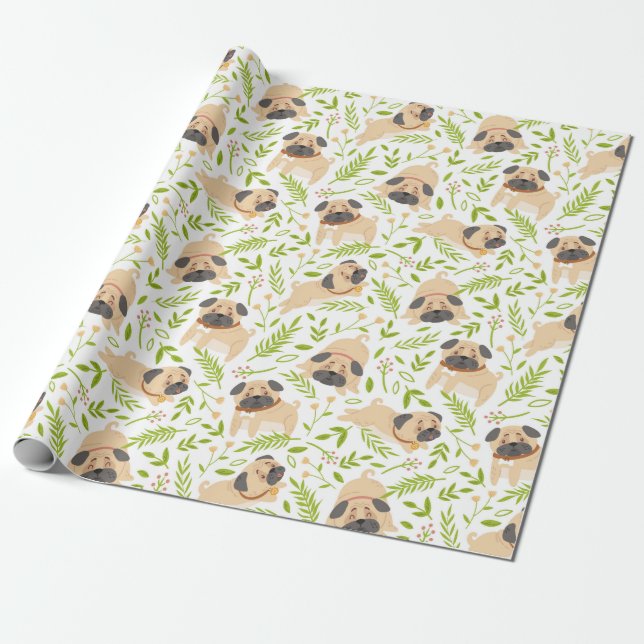 Papel De Presente Pugs Wraping Paper (Desenrolado)