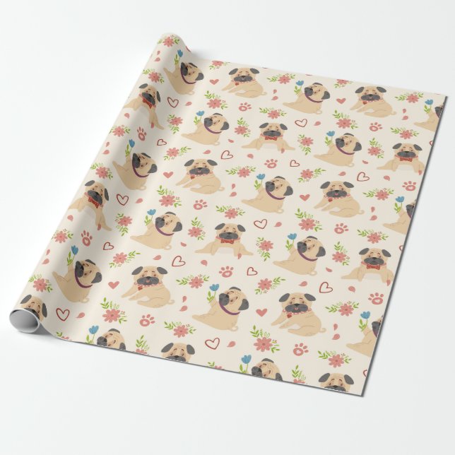Papel De Presente Pugs Wraping Paper (Desenrolado)