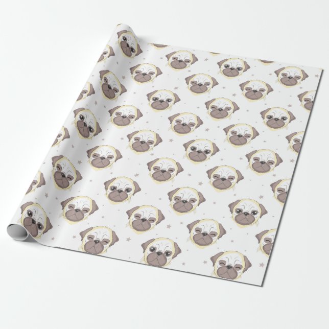 Papel De Presente Pugs Wraping Paper (Desenrolado)