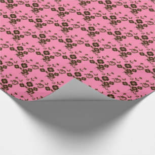 Papel De Presente Pulverização Floral, Estilo PINK-BROWN-GIFT WRAP P