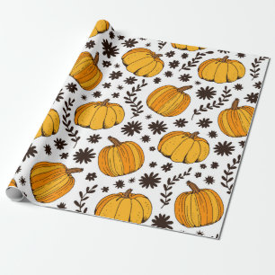 Papel De Presente Pumpkin colorido sem soldadura, esmagamento desenh