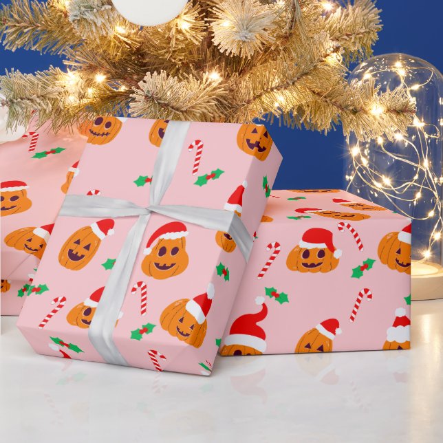 Papel De Presente Pumpkin com chapéu de Papai Noel (Feriados)
