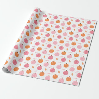 Papel De Presente Pumpkin Cor-de-laranja Cor-de-rosa abandonou o pad