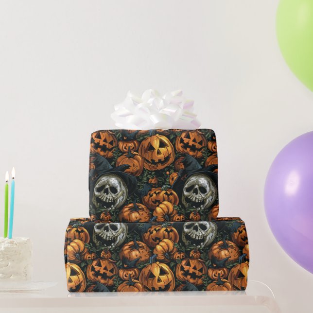 Papel De Presente Pumpkin Dark Halloween (Presentes para festas)