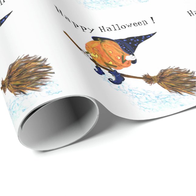 Papel De Presente Pumpkin de bruxa de Dia de as Bruxas engraçado (Ponta do rolo)