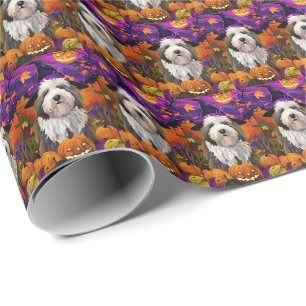 Papel De Presente Pumpkin de Bruxas de Halloween de Sheepdog Inglês