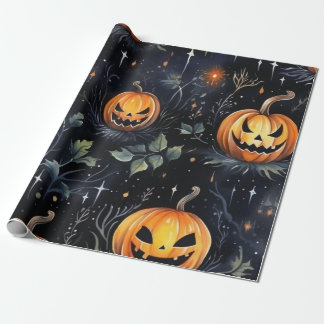 Papel De Presente Pumpkin De Halloween Por Aquarela