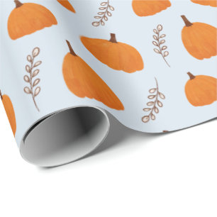 Papel De Presente Pumpkin de queda azul