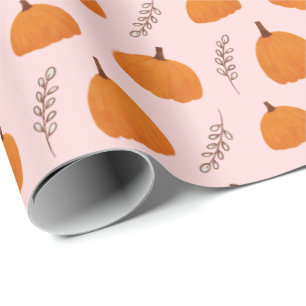 Papel De Presente Pumpkin de queda rosa