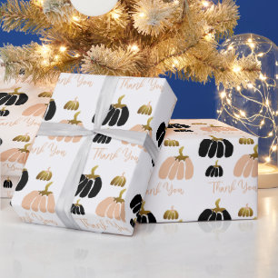 Papel De Presente Pumpkin Estilizado a Preto, Branco Esbranquiçado e