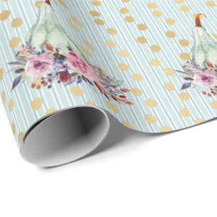 Papel De Presente Pumpkin pastel elegante outono floral chaleira de