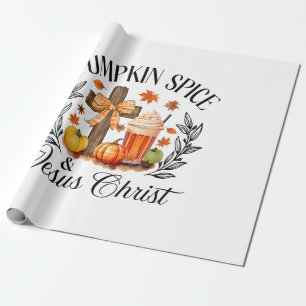 Papel De Presente Pumpkin Spice E Jesus Cristo Cruzando Pumpkin Chri