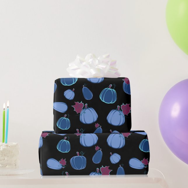 Papel De Presente Pumpkins Blue Plum Harvest (Presentes para festas)