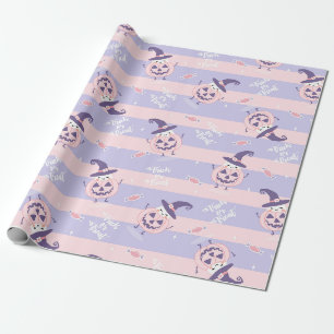 Papel De Presente Pumpkins bonitinho de Halloween e Padrão de Chapéu