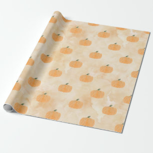 Papel De Presente Pumpkins de Aquarela Laranja