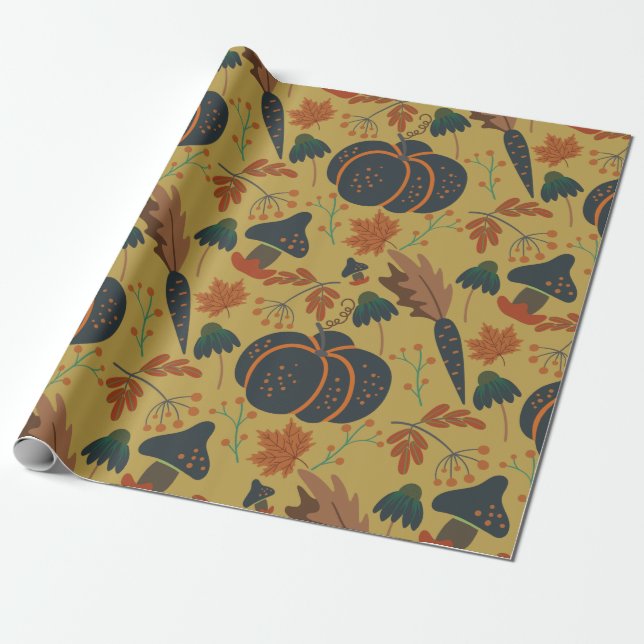 Papel De Presente Pumpkins e cenouras, sem costura (Desenrolado)