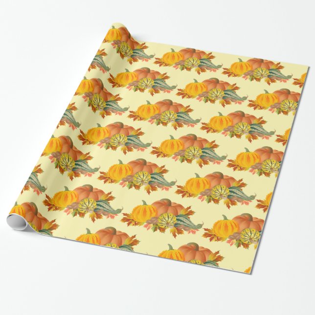 Papel De Presente Pumpkins Pattern (Desenrolado)