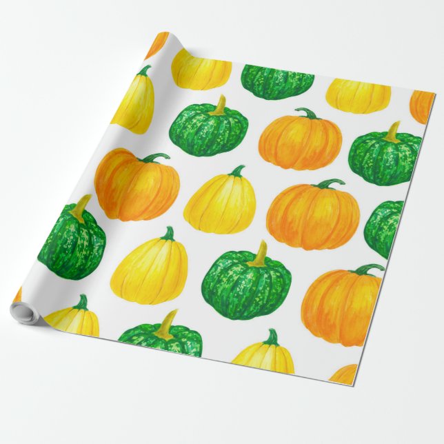 Papel De Presente Pumpkins watercolor (Desenrolado)