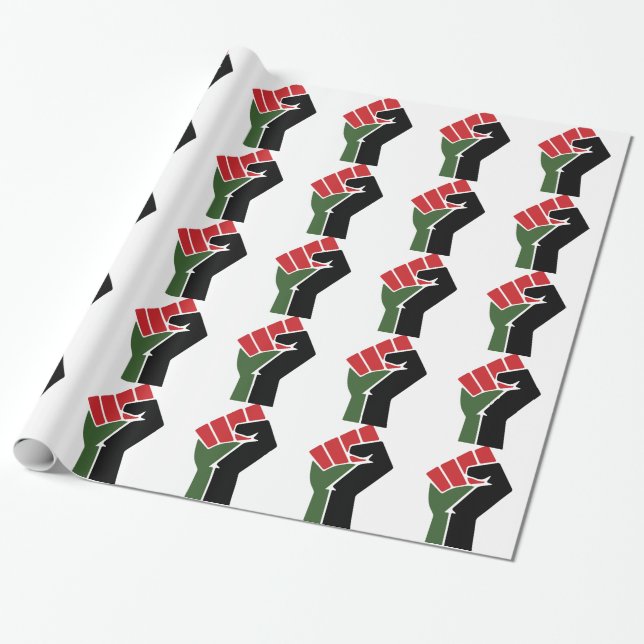 Papel De Presente Punho verde vermelho preto (Desenrolado)