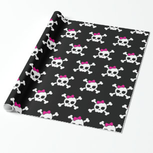 Papel De Presente punk emo feminino caveira ossos cruzados