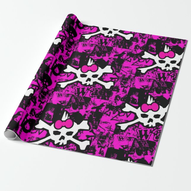Papel De Presente Punk Skull Princess Wrappaper (Desenrolado)