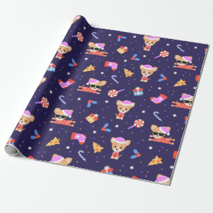 Papel De Presente Pup de Natal Bonito