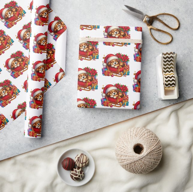 Papel De Presente Pup de Natal com Pelo (Artesanato)