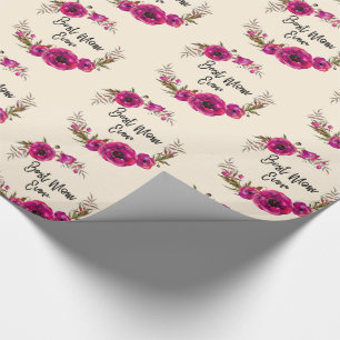Papel De Presente Pupias Florais De Fuchsia Cor-De-Rosa, A Melhor M