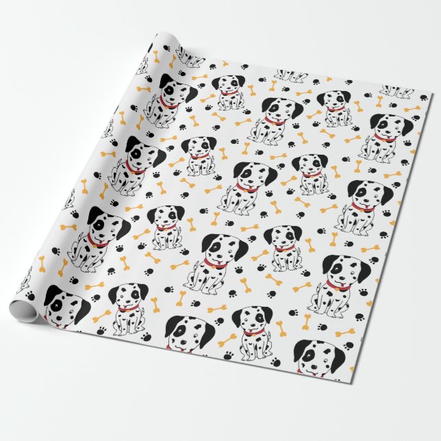 Papel De Presente Puppies Dalmáticos (Desenrolado)