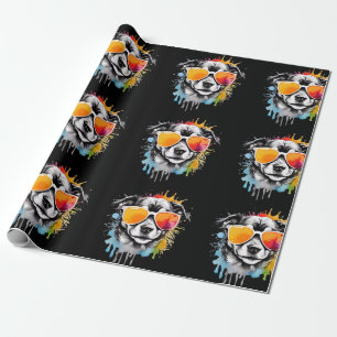 Papel De Presente Puppy colorido com óculos escuros