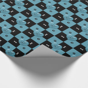 Papel De Presente Puppy Lover Checks Blue 01-GIFT WRAPPING PAPER