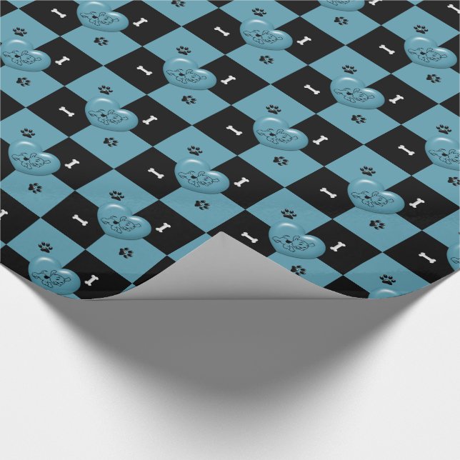 Papel De Presente Puppy Lover Checks Blue 01-GIFT WRAPPING PAPER (Ponta)