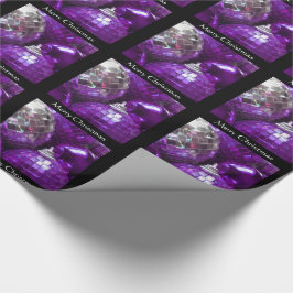 Papel De Presente Purple Baubles Feliz Natal preto