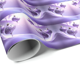 Papel De Presente Purple Christmas Ball Holiday Wrapping Paper