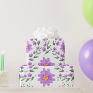 Papel De Presente Purple Floral