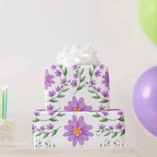 Papel De Presente Purple Floral
