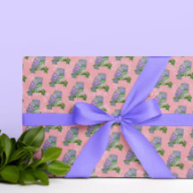 Purple Folk Art Owls on Pink Background