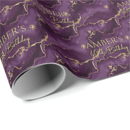 Papel De Presente Purple Gold Abstract Marble Design