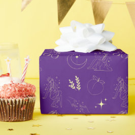 Papel De Presente Purple Gold Goddess Tattoo Pattern 