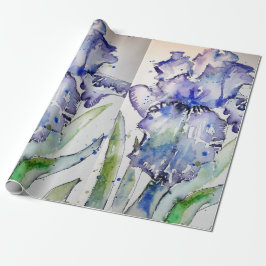 Papel De Presente Purple Iris irai flores Molho de Aquarela
