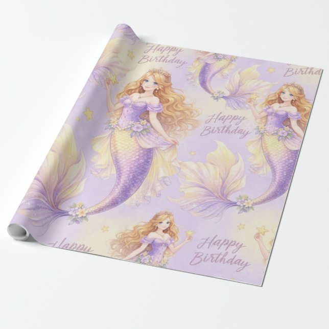 Papel De Presente Purple mermaid  (Desenrolado)