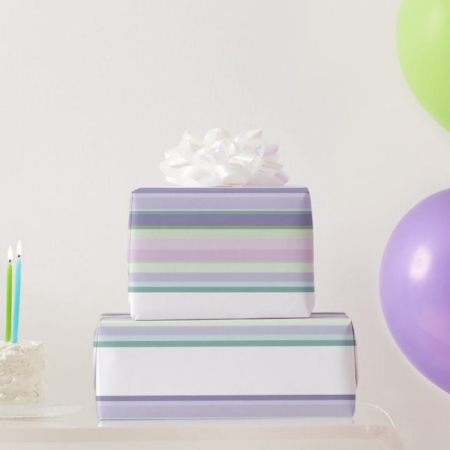 Papel De Presente Purple, Neptune, sea green, and Lavender stripes (Presentes para festas)