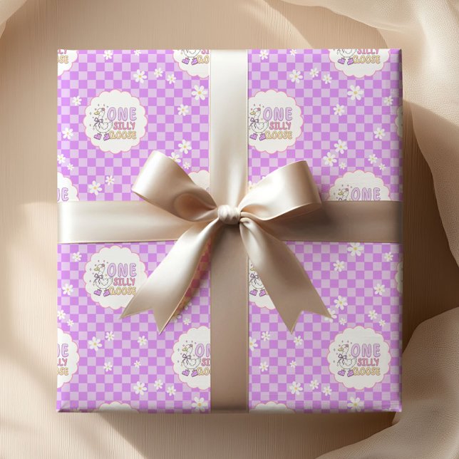 Papel De Presente Purple One Silly Goose-Girl's First Birthday (Purple one silly goose wrapping paper.)