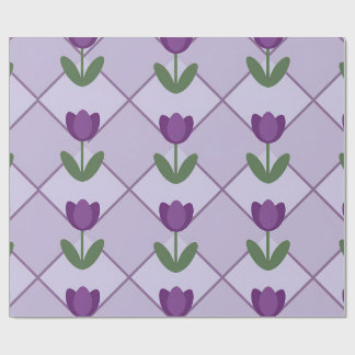 Papel De Presente Purple Tulip Pattern – Geometric Floral Seamless