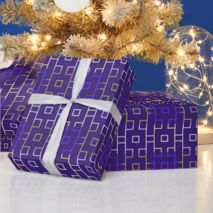 Papel De Presente Púrpura Azul Púrpura Espalhada em Quadrados Espect