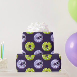 Papel De Presente Púrpura de Olho Verde de Aranha Spooky do Hallowee